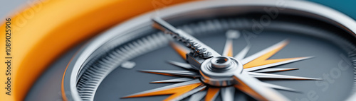 Investing mistake fail business and volatility Concept, A close-up of a compass with a striking orange and black design, reflecting a sense of direction and adventure. photo