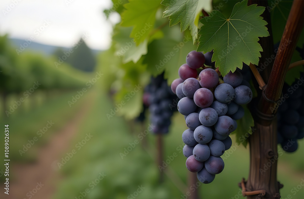 Naklejka premium Big grape fruit garden, farm, seedlings, plants, sweet fruits. AI Generative