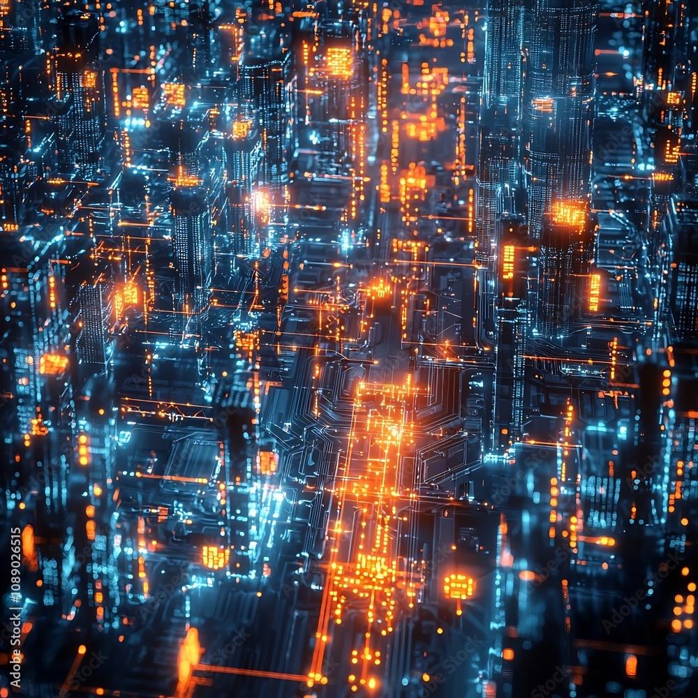 Futuristic Quantum Powered City with Glowing Streets and Entangled Data Streams Futuristic Quantum Powered City with Glowing Streets and Entangled Data Streams