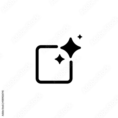 Ai generated icon. Simple outline style. AI star and square, artificial intelligence, computer help assistant, technology concept. Thin line symbol. Vector illustration isolated.