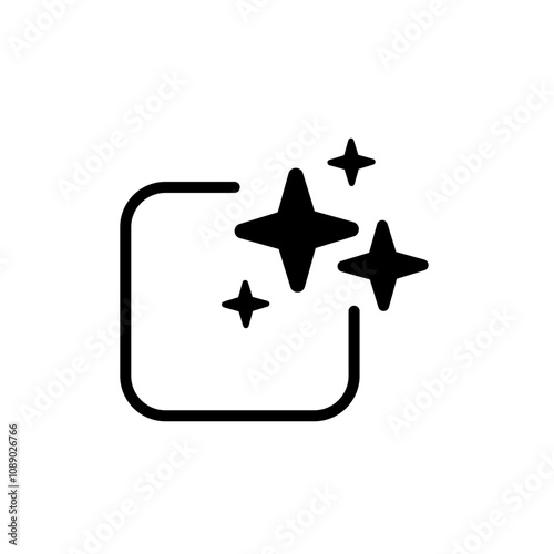 Ai generated icon. Simple outline style. AI star and square, artificial intelligence, computer help assistant, technology concept. Thin line symbol. Vector illustration isolated.