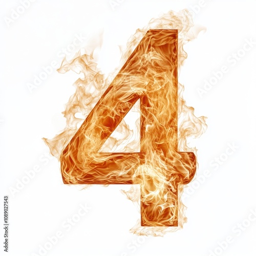 A fiery number 4 with flames, symbolizing heat and intensity.