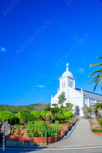 初秋のカトリック大江教会　熊本県天草市　Catholic Oe Church in early autumn. Kumamoto Pref, Amakusa City. photo