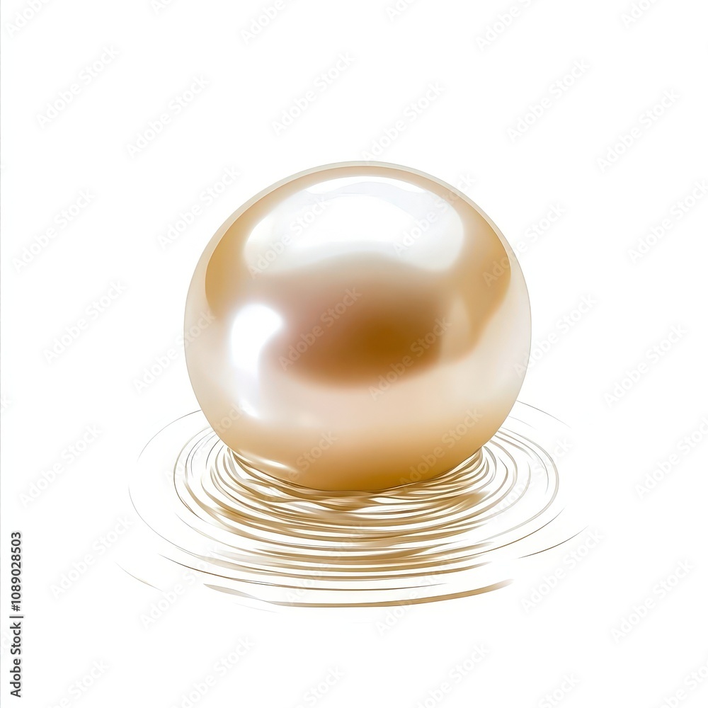 A beautiful, lustrous pearl resting on water, showcasing its unique shape and shine in a tranquil setting. A beautiful, lustrous pearl resting on water, showcasing its unique shape and shine in a tranquil setting.