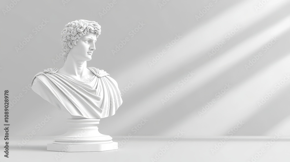 Elegant White Marble Bust in Soft Natural Light, Ideal for Art, History, and Culture Projects Elegant White Marble Bust in Soft Natural Light, Ideal for Art, History, and Culture Projects