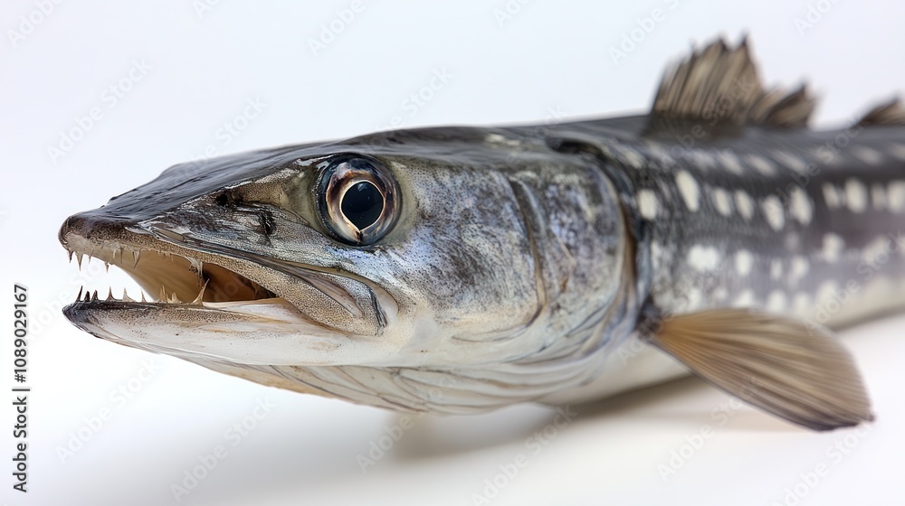 Close-up of a Barracuda with Sharp Teeth Close-up of a Barracuda with Sharp Teeth