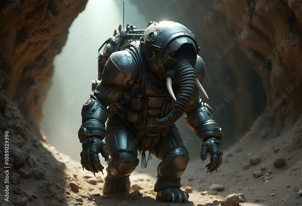 Naklejka premium Elefante espacial fantasia