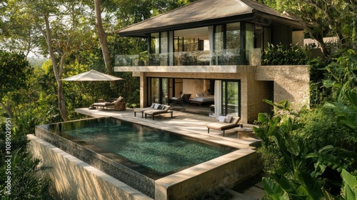 Wallpaper Mural Luxury Villa with Infinity Pool in Lush Tropical Rainforest Torontodigital.ca