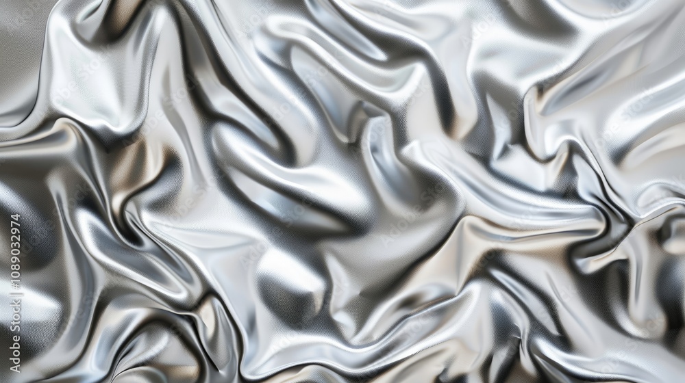 Obraz premium Abstract background with silver satin, luxury fabric, and silk texture perfect for festive, holiday, celebratory visuals.