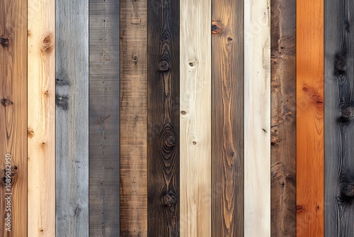 Collection of various wood textures. Rustic wooden planks background, ideal for interior design projects and home decor. Natural wood grain patterns in different colors and shades.