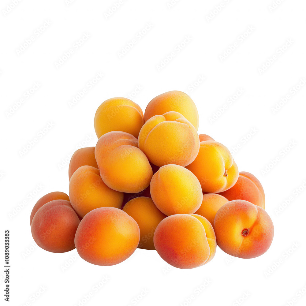 A vibrant pile of fresh, juicy apricots perfect for healthy recipes and summer snacks., isolated on a transparent background. A vibrant pile of fresh, juicy apricots perfect for healthy recipes and summer snacks., isolated on a transparent background.