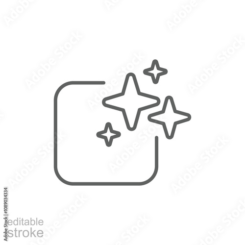 Ai generated icon. Simple outline style. AI star and square, artificial intelligence, computer help assistant, technology concept. Thin line symbol. Vector illustration isolated. Editable stroke.