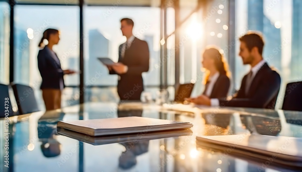 Professional business meeting in a modern office setting. Professional business meeting in a modern office setting.