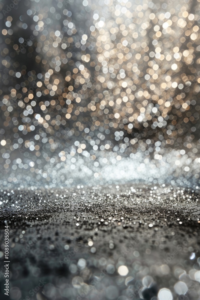 Abstract silver bokeh background with defocused glittering lights, perfect for festive, holiday. White glitter with shallow depth of field. Abstract silver bokeh background with defocused glittering lights, perfect for festive, holiday. White glitter with shallow depth of field.