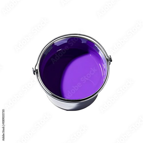 bucket of purple paint on transparent background