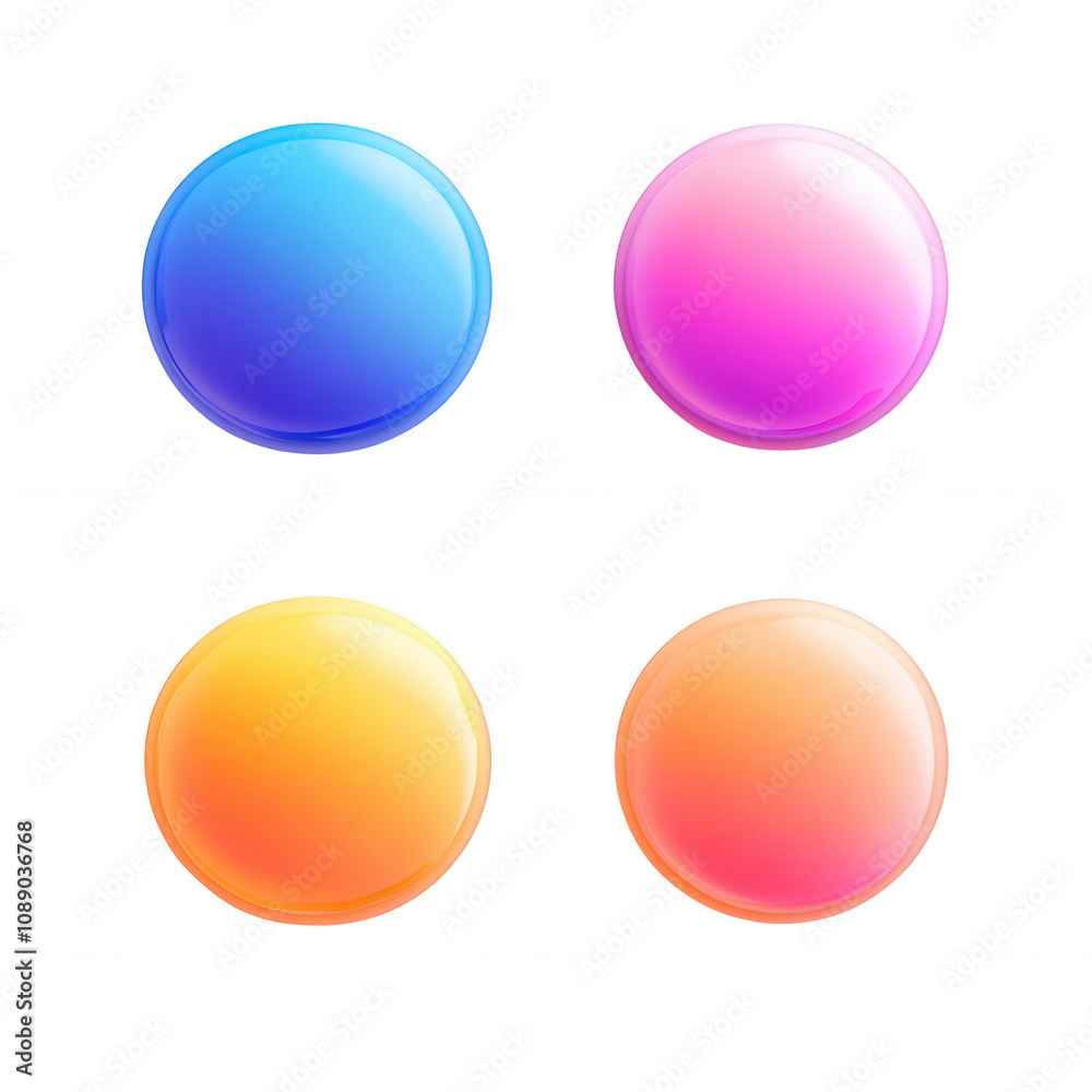 Colorful glossy circular buttons with a vibrant gradient design for creative projects., isolated on a transparent background. Colorful glossy circular buttons with a vibrant gradient design for creative projects., isolated on a transparent background.