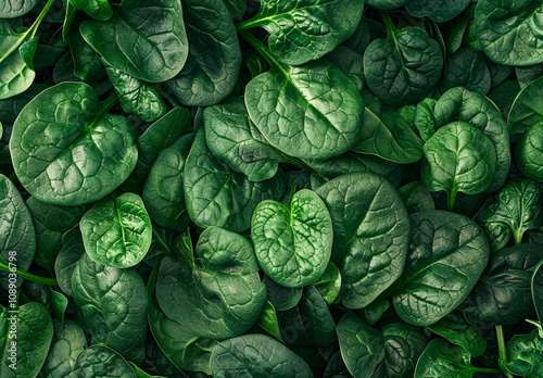 Washed fresh mini spinach in a plate on an stone background.