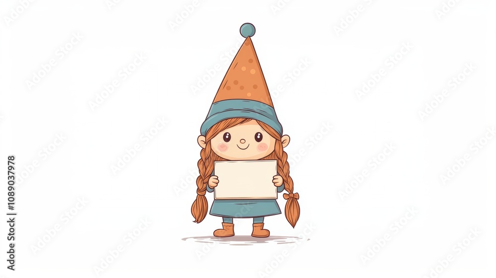 Cute gnome holding blank message board for holiday decoration Cute gnome holding blank message board for holiday decoration