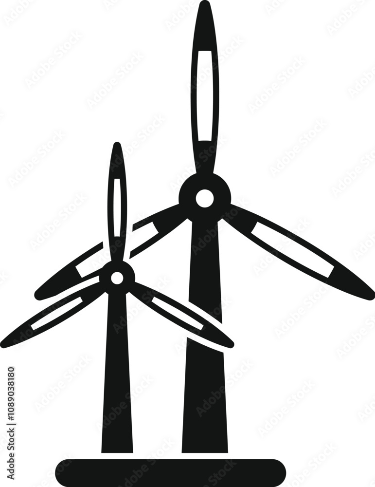 Two wind turbines generating clean energy from wind power, symbolizing sustainable energy production Two wind turbines generating clean energy from wind power, symbolizing sustainable energy production