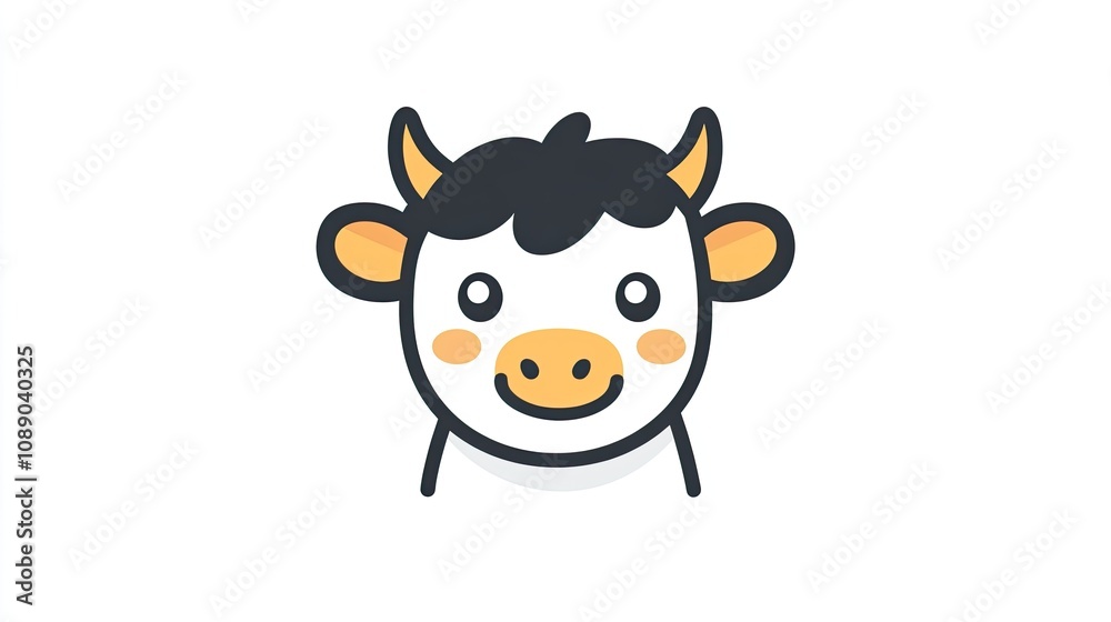 A Happy Cartoon Cow Face Illustration A Happy Cartoon Cow Face Illustration
