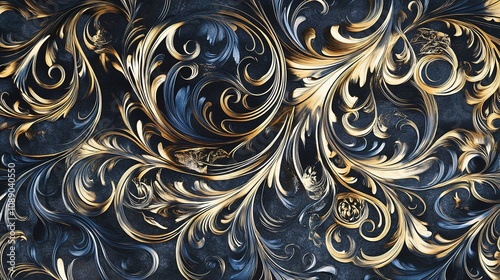 Elegant metallic pattern with intricate filigree design digital art artistic creation abstract close-up visual aesthetics