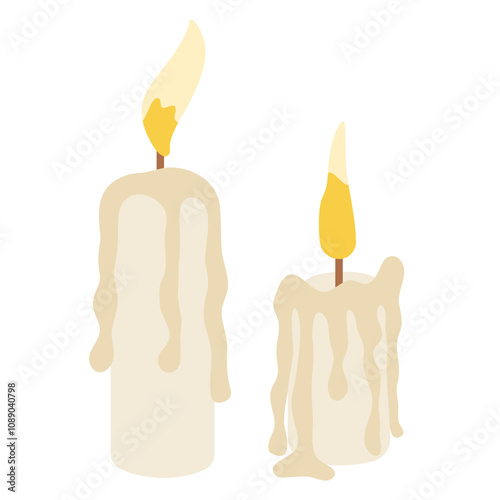 Burning Candles Illustration Isolated on White Background