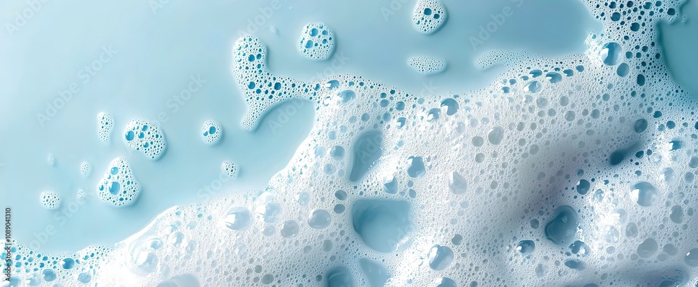 Photo of a close-up view of soap foam on a blue background Photo of a close-up view of soap foam on a blue background