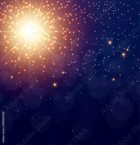 Celebration Fireworks. Firework.colorful firework in the night time. glow shimmer confetti. Eps 10