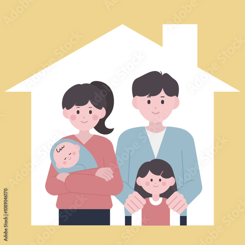 Happiness family love home illustration