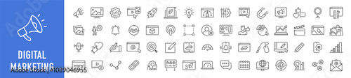 Digital Marketing web icon in line style. Social, networks, feedback, communication, marketing, content, analysis, ecommerce collection. Vector illustration.