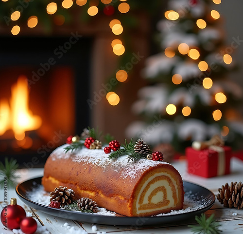 The Spirit of Christmas in a Cake , Buche de Noel (Yule Log Cake)
