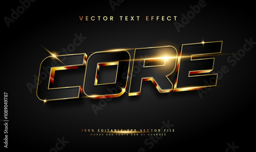 Core editable vector text effect with golden dark concept. Suitable for golden theme.