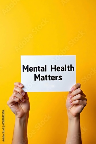 Hands holding a sign with 
