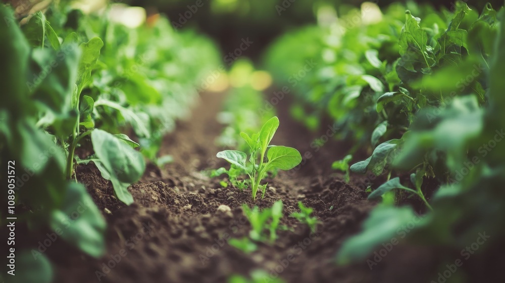 Lush Green Vegetable Garden with Vibrant Leafy Plants and Rich Soil Showcasing Growth and Nature's Beauty in a Peaceful Setting Lush Green Vegetable Garden with Vibrant Leafy Plants and Rich Soil Showcasing Growth and Nature's Beauty in a Peaceful Setting