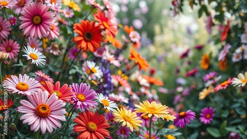 A kaleidoscope of flowers in a whimsical garden, garden, colorful