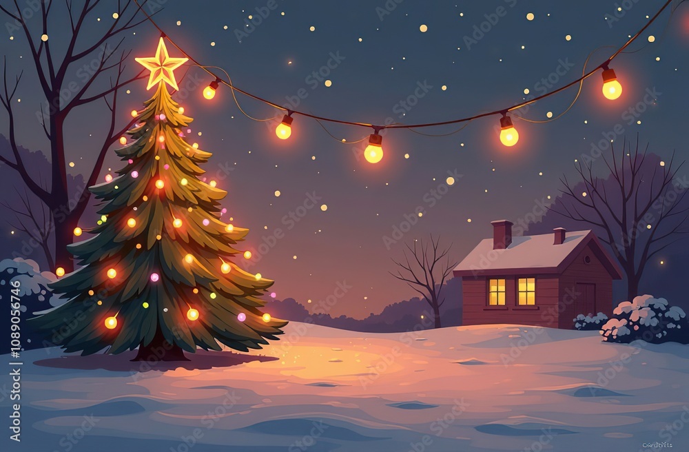 Fototapeta premium Christmas lights on a transparent background