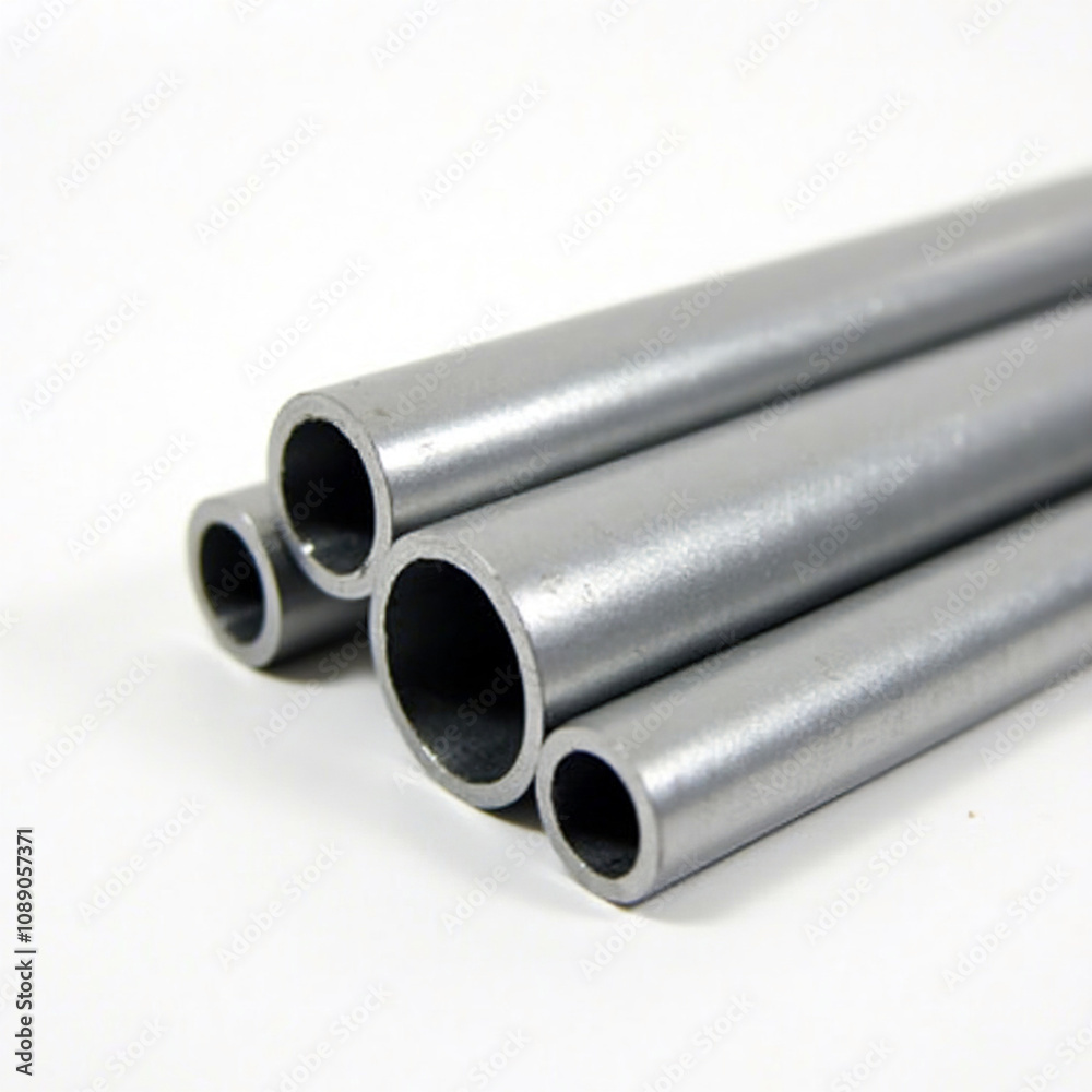Fototapeta premium Different round metal pipes on white background