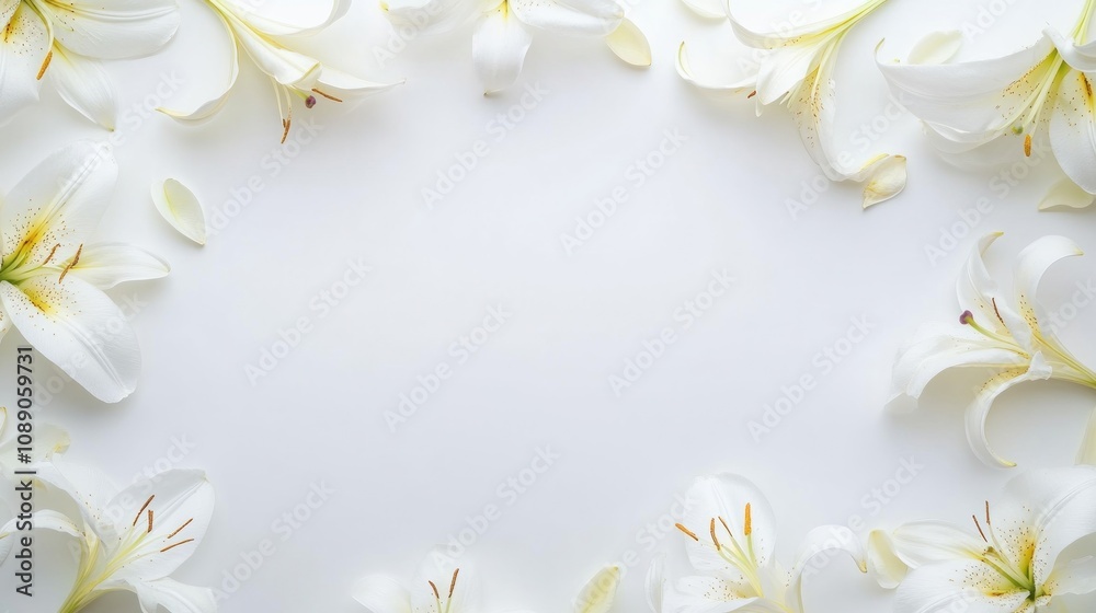 A white flower arrangement with a white background. The flowers are arranged in a circle A white flower arrangement with a white background. The flowers are arranged in a circle