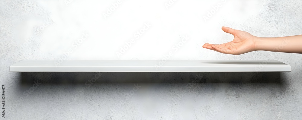 Reaching for Possibilities A Hand Grasping for an Empty Space on a Minimalistic High Shelf - Perfect for Inspiration and Modern Design Concepts Reaching for Possibilities A Hand Grasping for an Empty Space on a Minimalistic High Shelf - Perfect for Inspiration and Modern Design Concepts