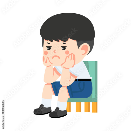 Boy student Sitting feeling bored