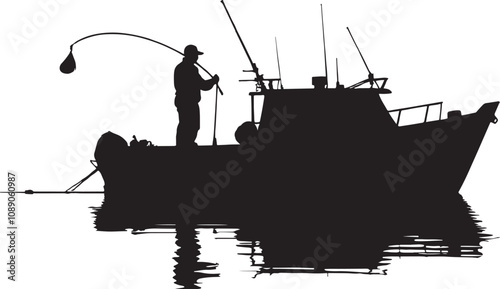 silhouette, fishing boat