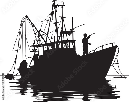 silhouette, fishing boat