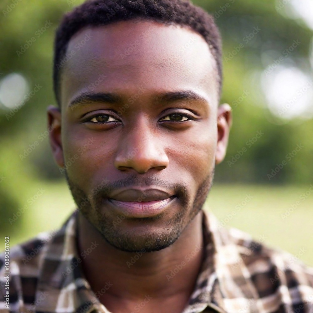 portrait of a young black man in the park portrait of a young black man in the park