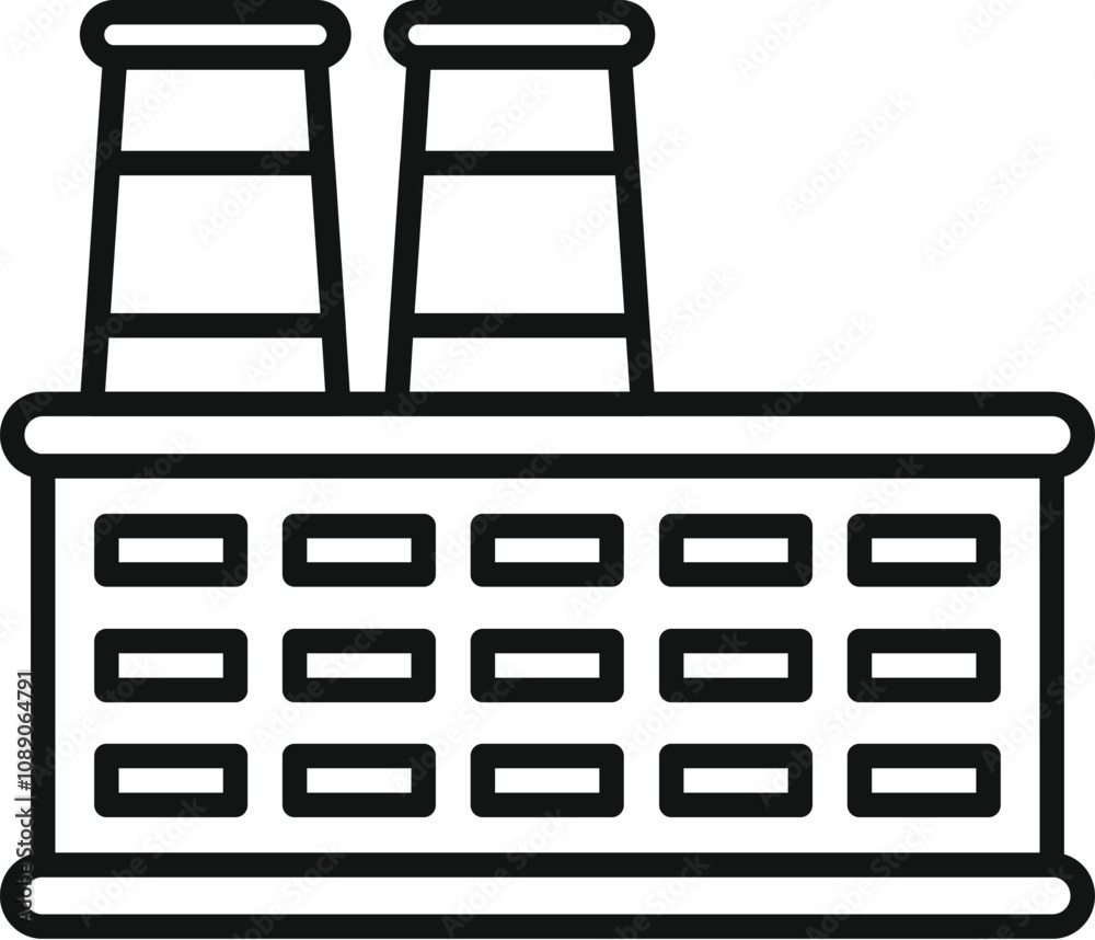 Factory building with large smokestacks, representing industrial manufacturing and environmental pollution
