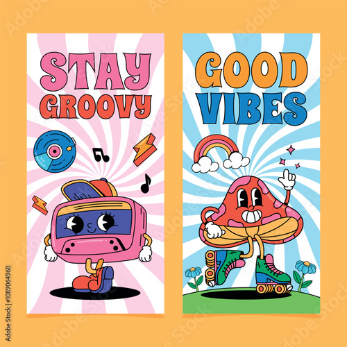 Stay Groovy and Good Vibes Cartoon Characters
