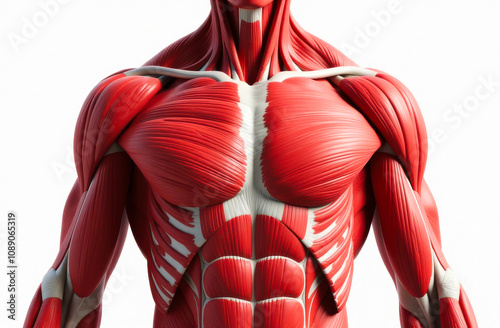 Anatomy of human torso and pectoral muscles