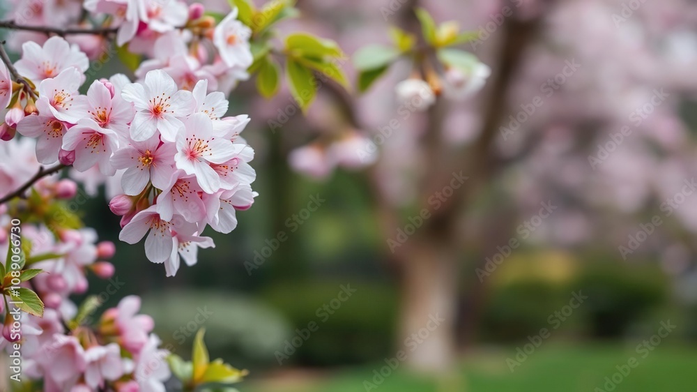 Cherry blossoms in a serene garden background with delicate color filter, garden, nature, serene Cherry blossoms in a serene garden background with delicate color filter, garden, nature, serene