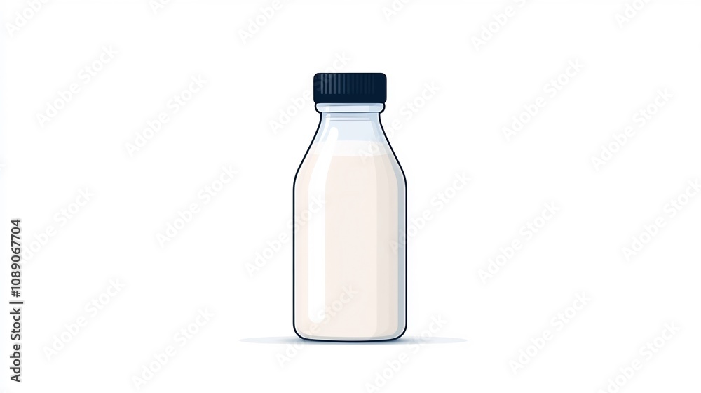 Milk Bottle Icon on Clean White Background