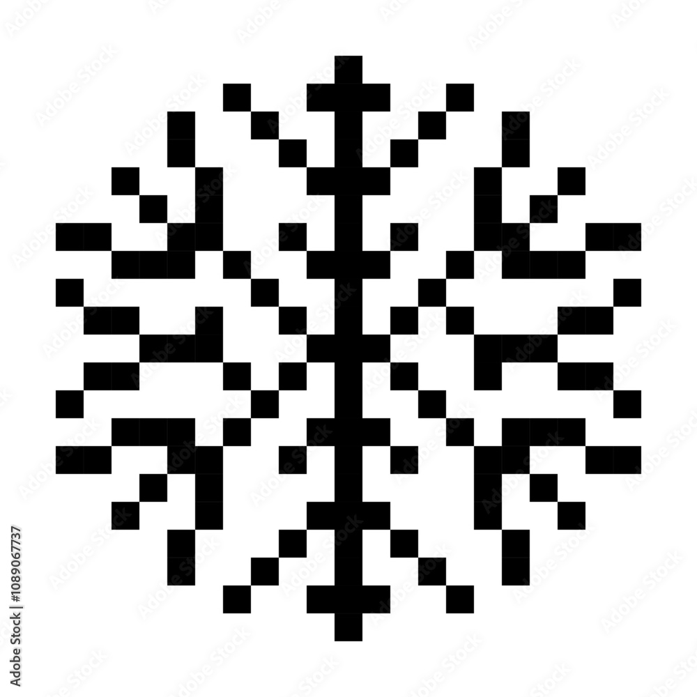 Christmas snowflake icon for interface in pixel style. Christmas snowflake icon for interface in pixel style.