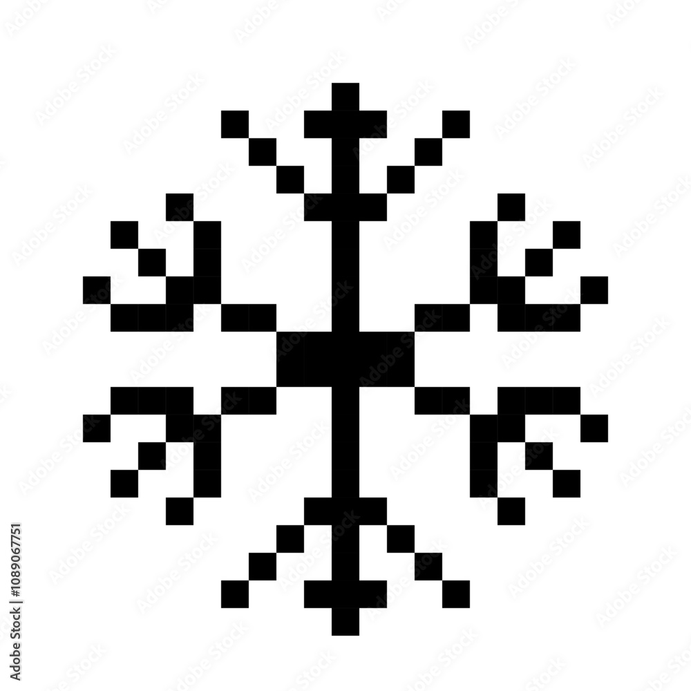 Christmas snowflake icon for digital interface in pixel style. Christmas snowflake icon for digital interface in pixel style.